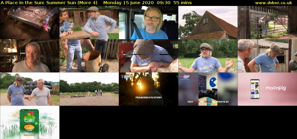 A Place in the Sun: Summer Sun (More 4) Monday 15 June 2020 09:30 - 10:25