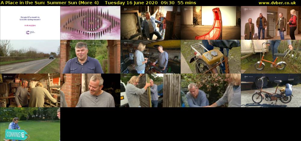 A Place in the Sun: Summer Sun (More 4) Tuesday 16 June 2020 09:30 - 10:25