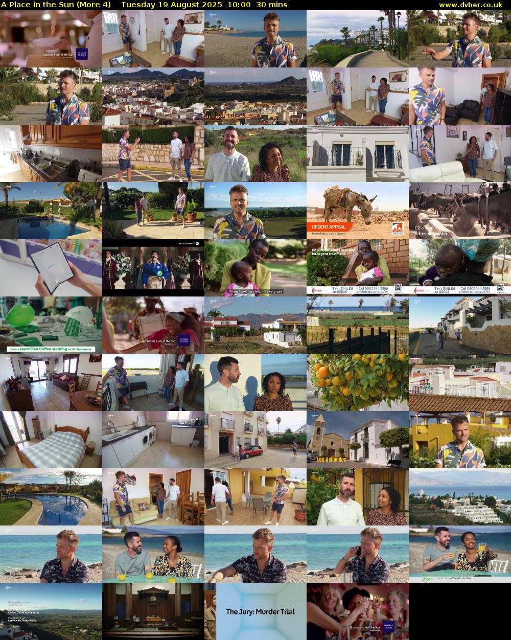 A Place in the Sun (More 4) Tuesday 19 August 2025 10:00 - 10:30