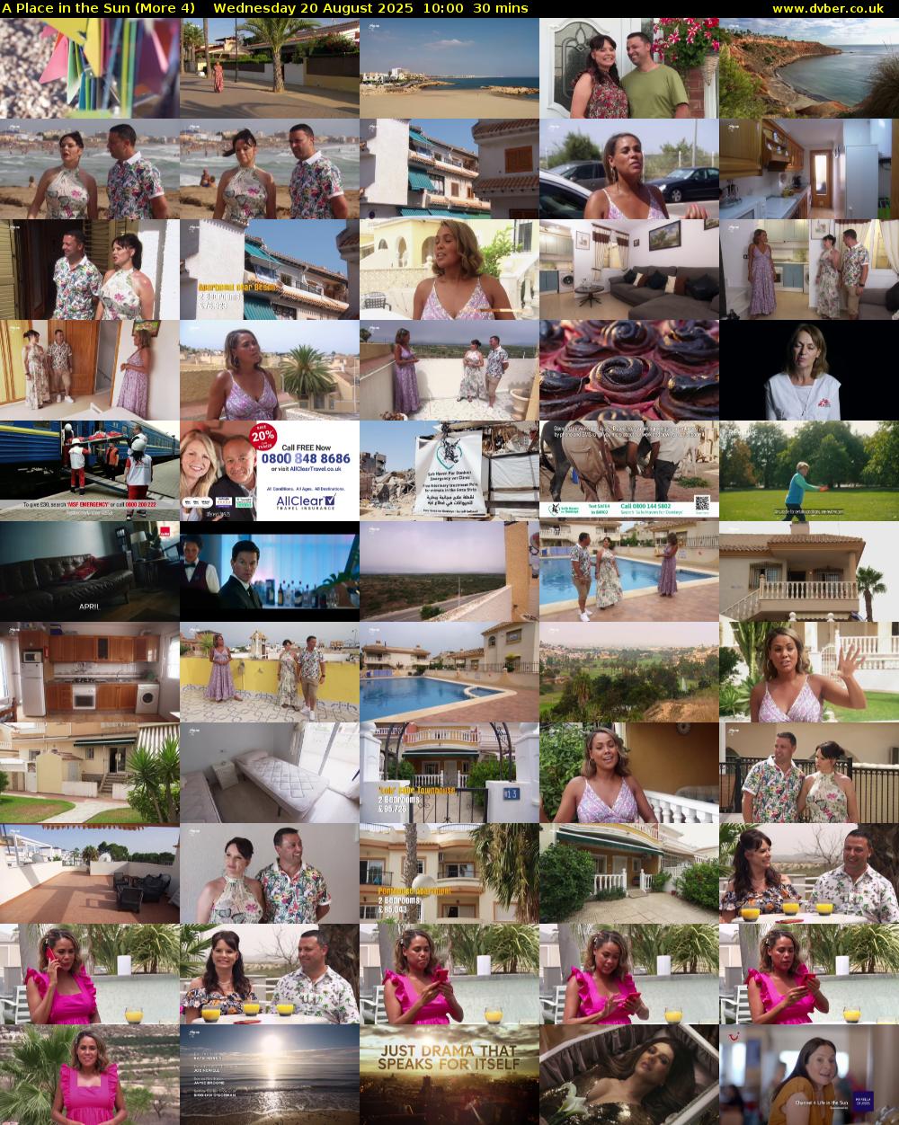 A Place in the Sun (More 4) Wednesday 20 August 2025 10:00 - 10:30