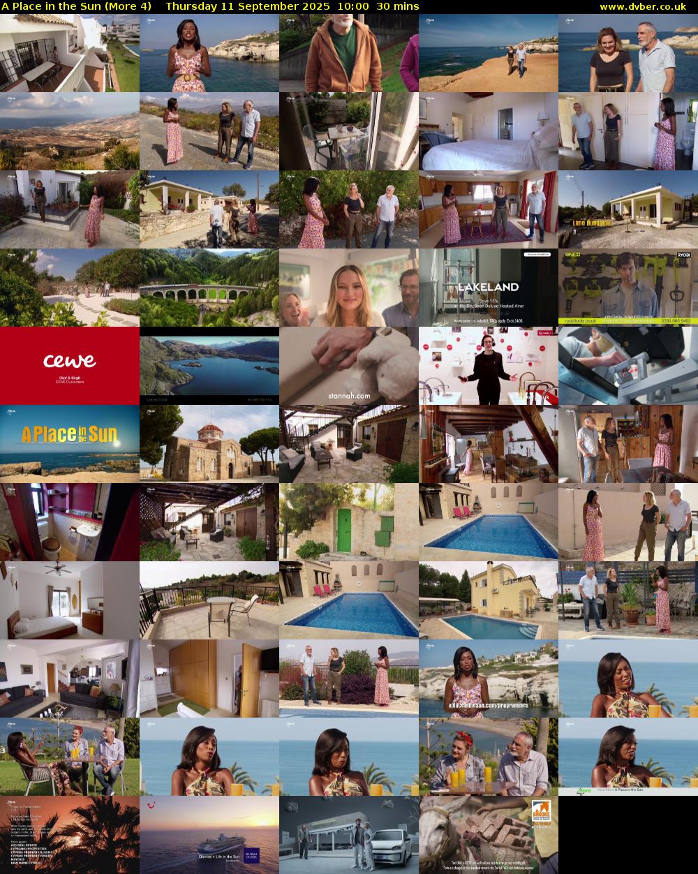 A Place in the Sun (More 4) Thursday 11 September 2025 10:00 - 10:30