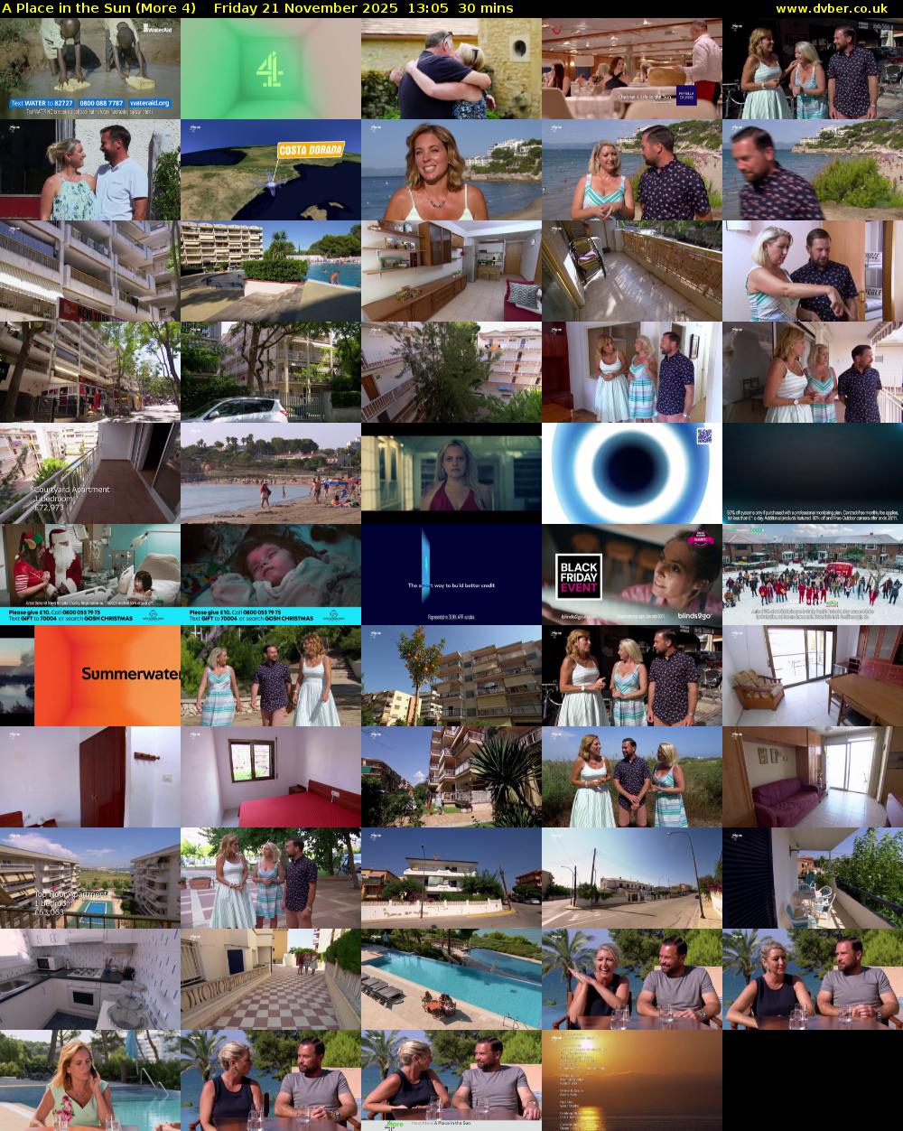 A Place in the Sun (More 4) Friday 21 November 2025 13:05 - 13:35