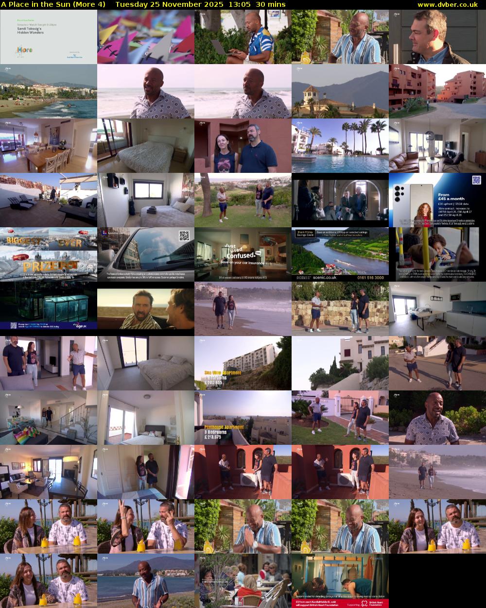 A Place in the Sun (More 4) Tuesday 25 November 2025 13:05 - 13:35