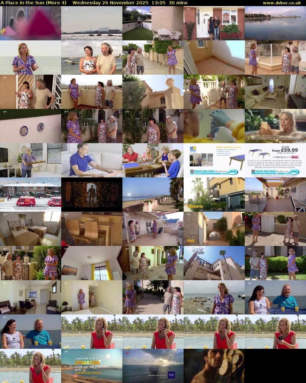 A Place in the Sun (More 4) Wednesday 26 November 2025 13:05 - 13:35