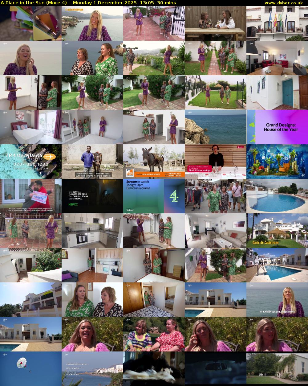 A Place in the Sun (More 4) Monday 1 December 2025 13:05 - 13:35