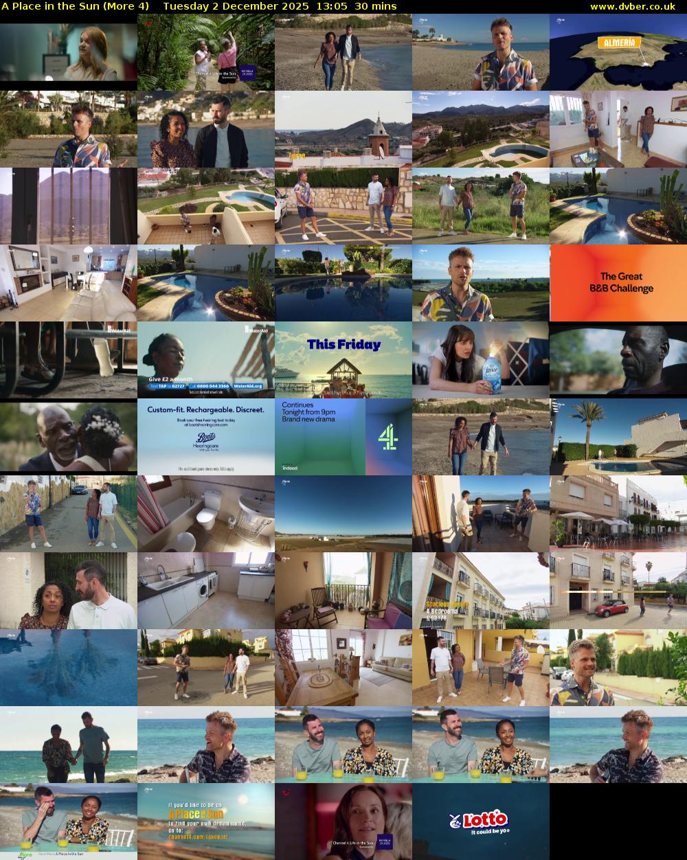 A Place in the Sun (More 4) Tuesday 2 December 2025 13:05 - 13:35