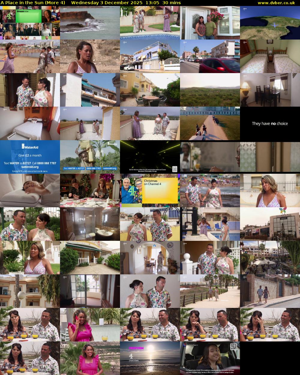 A Place in the Sun (More 4) Wednesday 3 December 2025 13:05 - 13:35