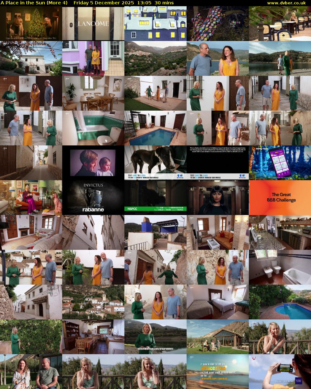 A Place in the Sun (More 4) Friday 5 December 2025 13:05 - 13:35