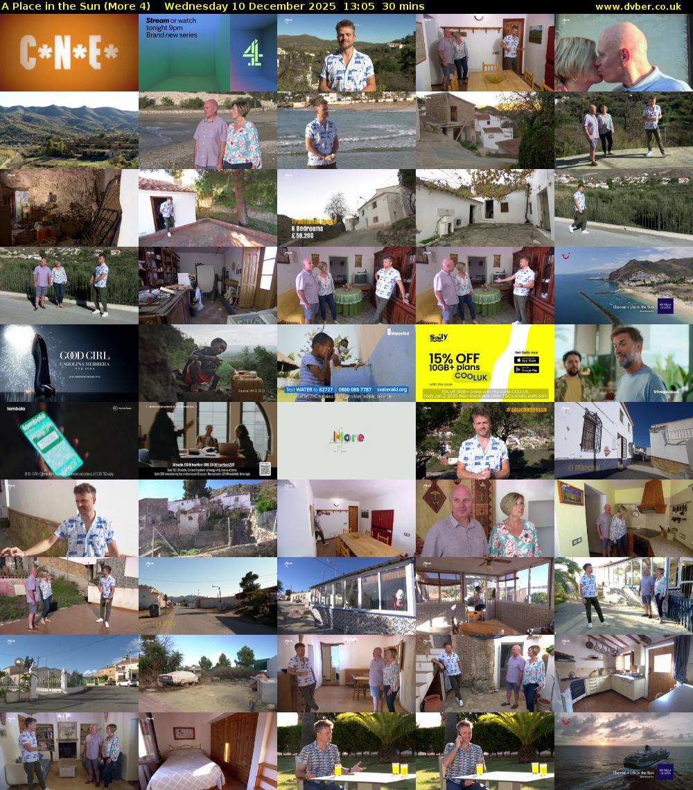 A Place in the Sun (More 4) Wednesday 10 December 2025 13:05 - 13:35