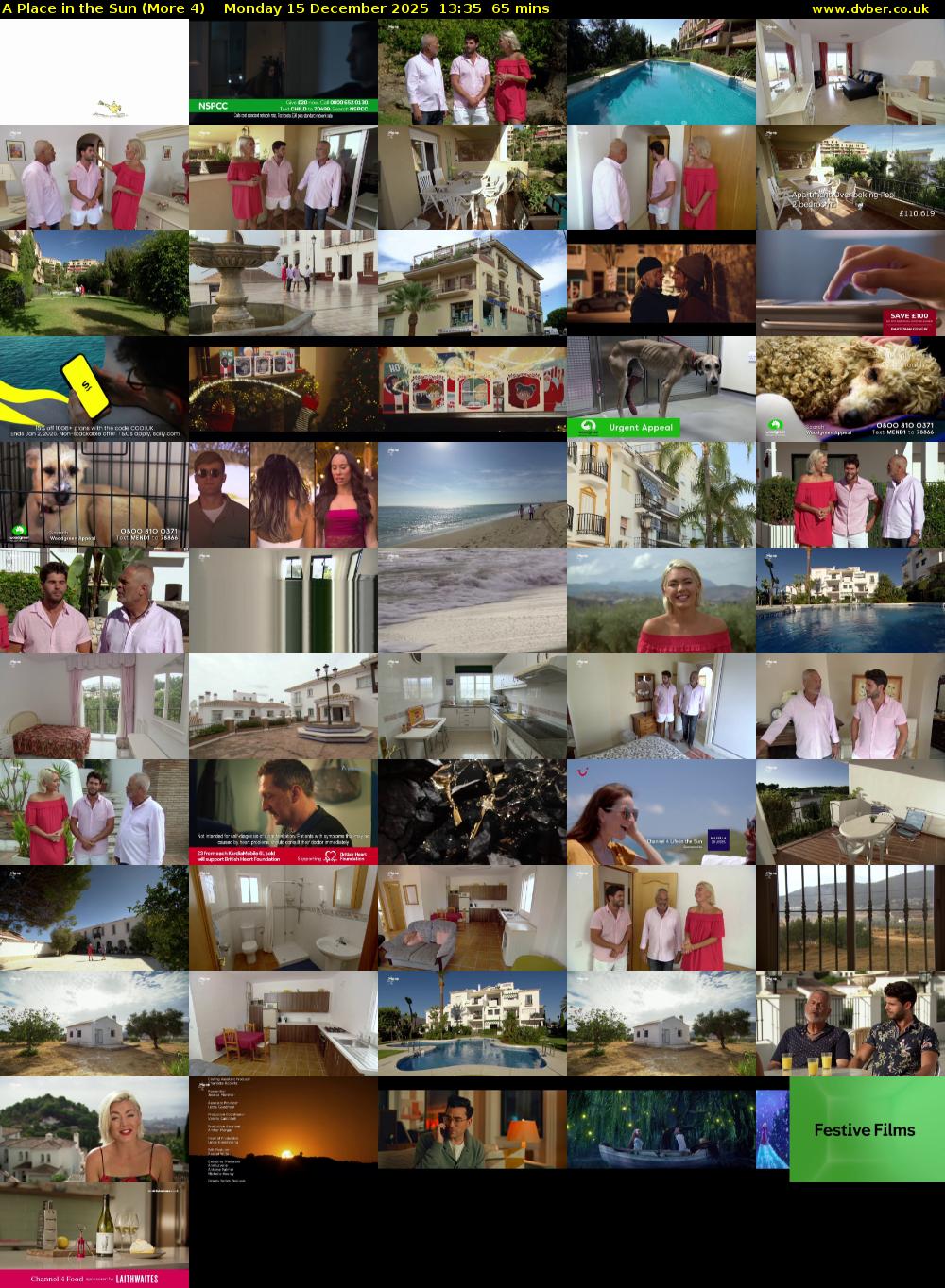 A Place in the Sun (More 4) Monday 15 December 2025 13:35 - 14:40