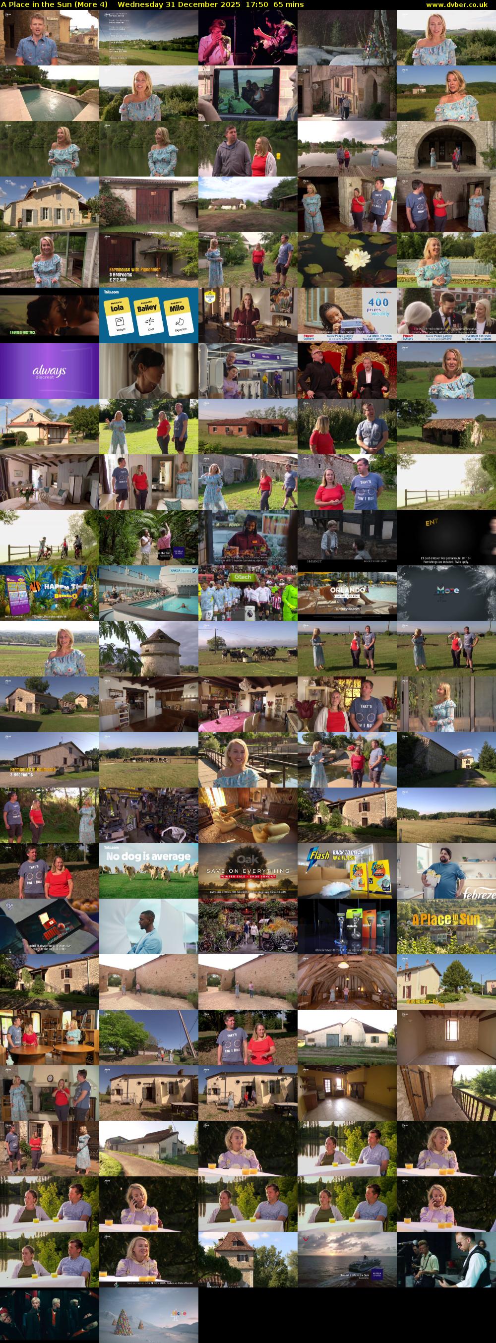 A Place in the Sun (More 4) Wednesday 31 December 2025 17:50 - 18:55