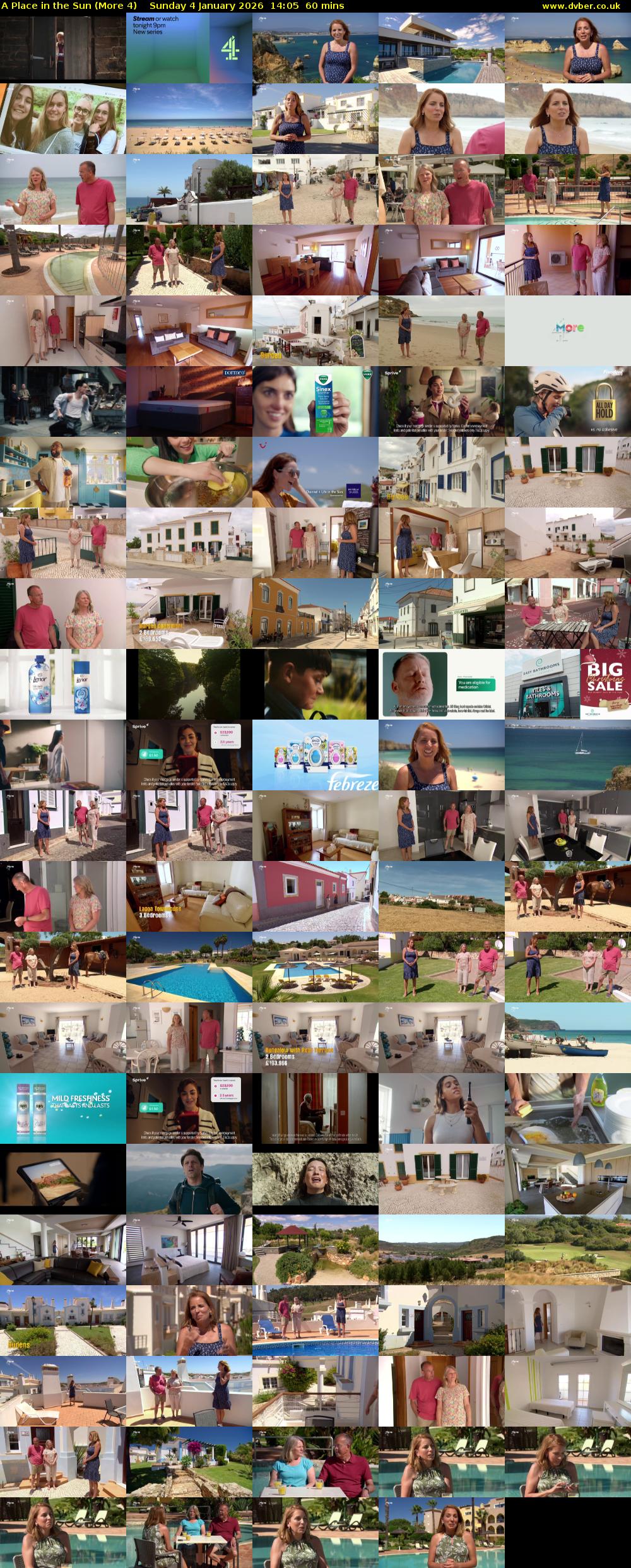 A Place in the Sun (More 4) Sunday 4 January 2026 14:05 - 15:05
