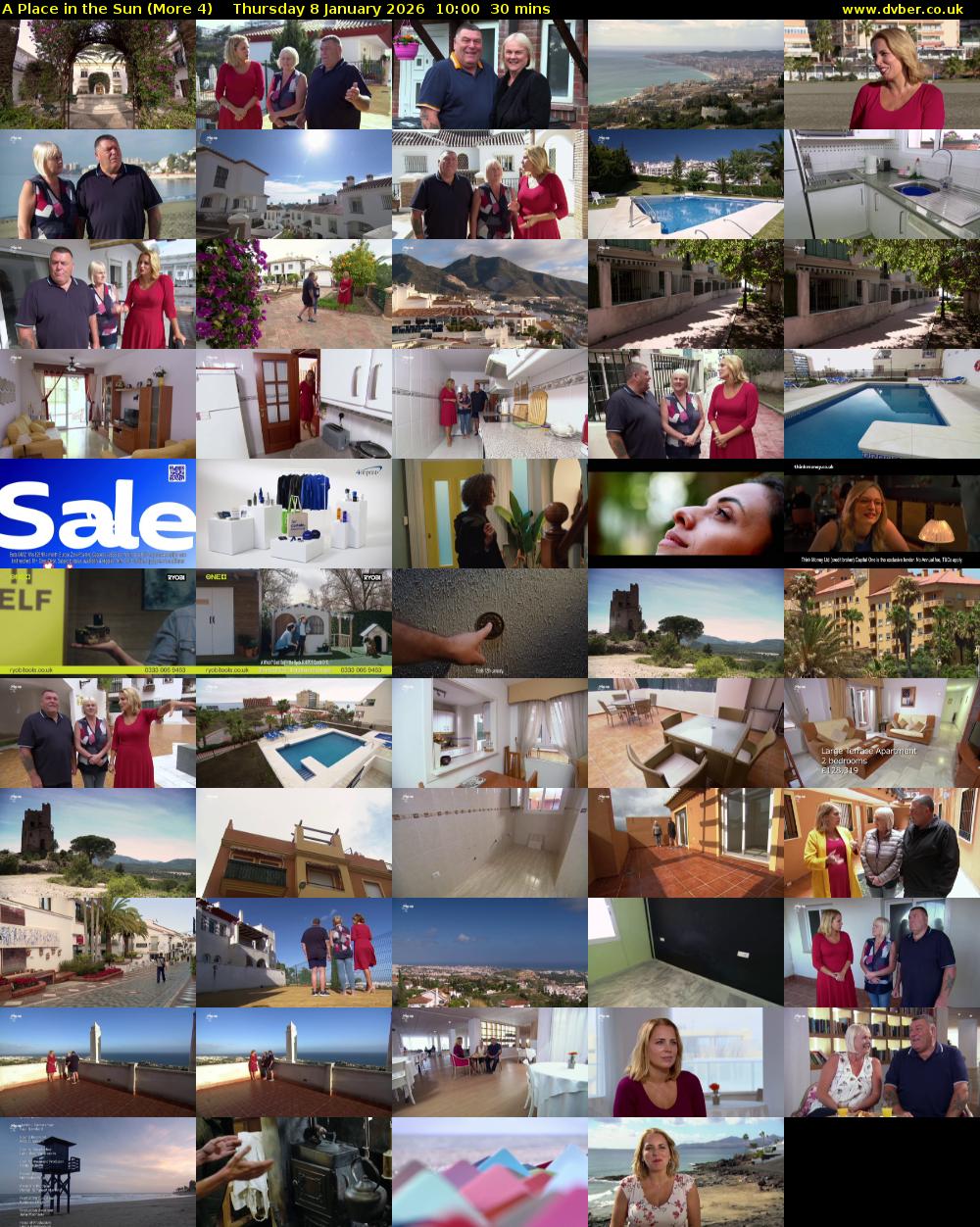 A Place in the Sun (More 4) Thursday 8 January 2026 10:00 - 10:30