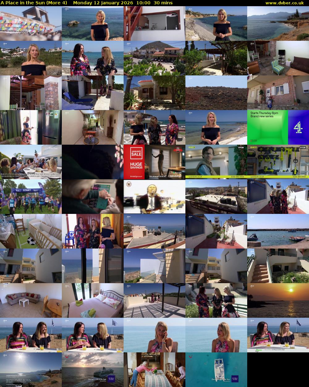 A Place in the Sun (More 4) Monday 12 January 2026 10:00 - 10:30
