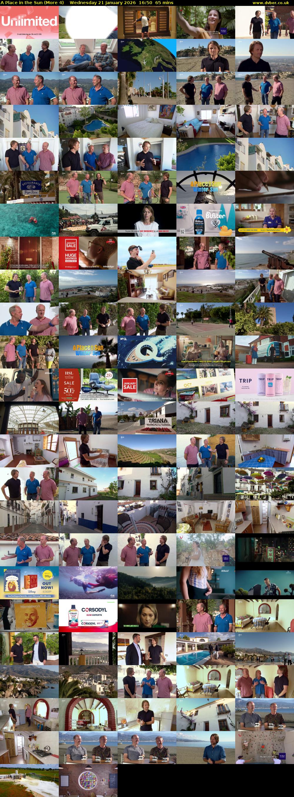 A Place in the Sun (More 4) Wednesday 21 January 2026 16:50 - 17:55