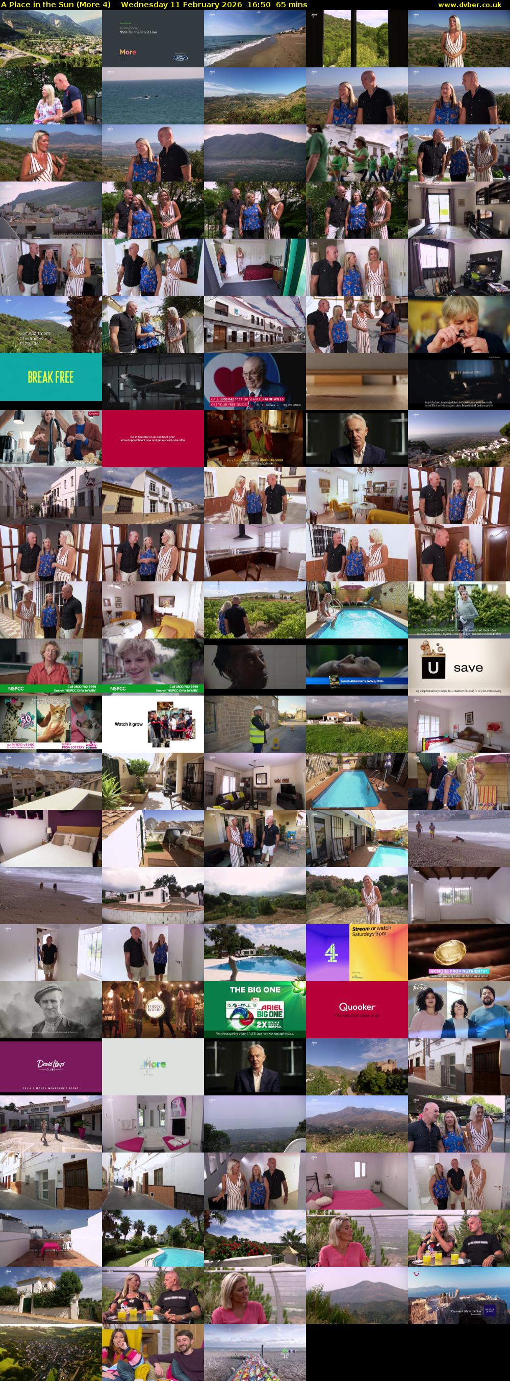 A Place in the Sun (More 4) Wednesday 11 February 2026 16:50 - 17:55