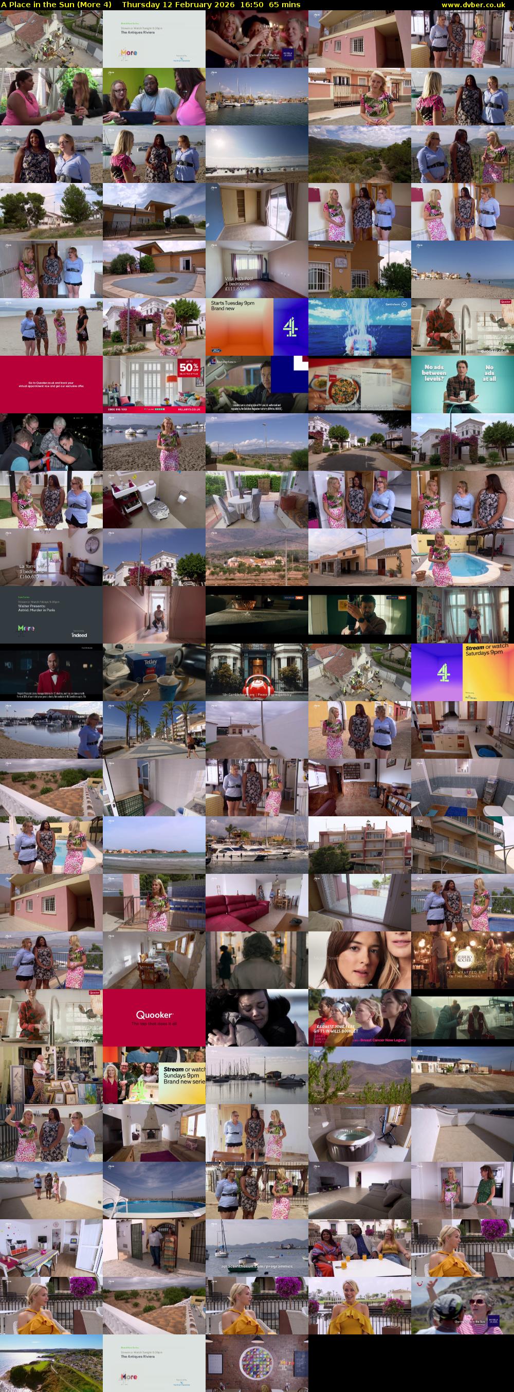 A Place in the Sun (More 4) Thursday 12 February 2026 16:50 - 17:55