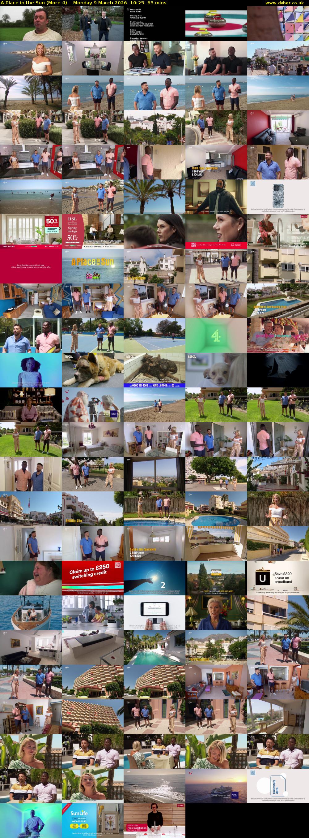 A Place in the Sun (More 4) Monday 9 March 2026 10:25 - 11:30