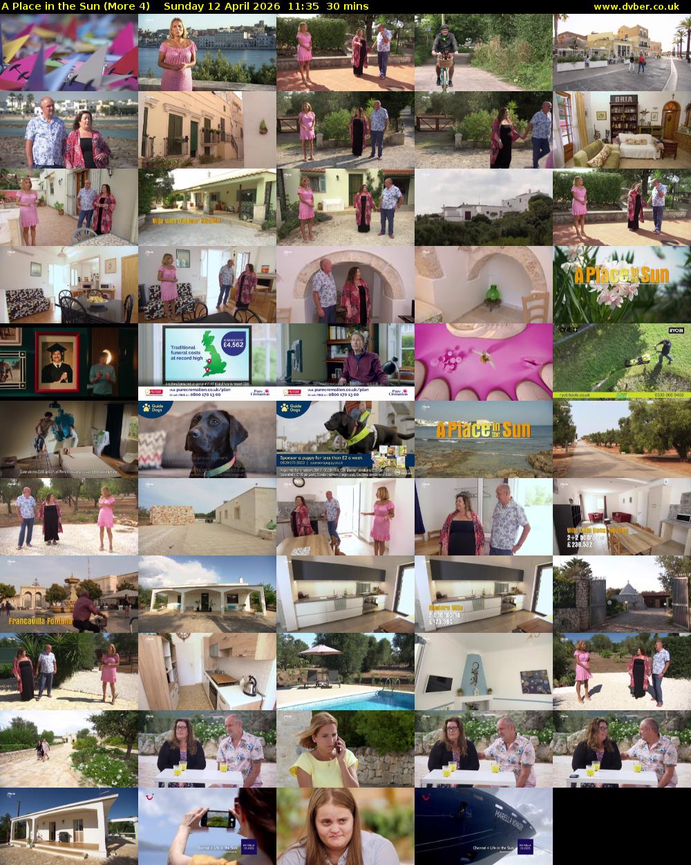 A Place in the Sun (More 4) Sunday 12 April 2026 11:35 - 12:05