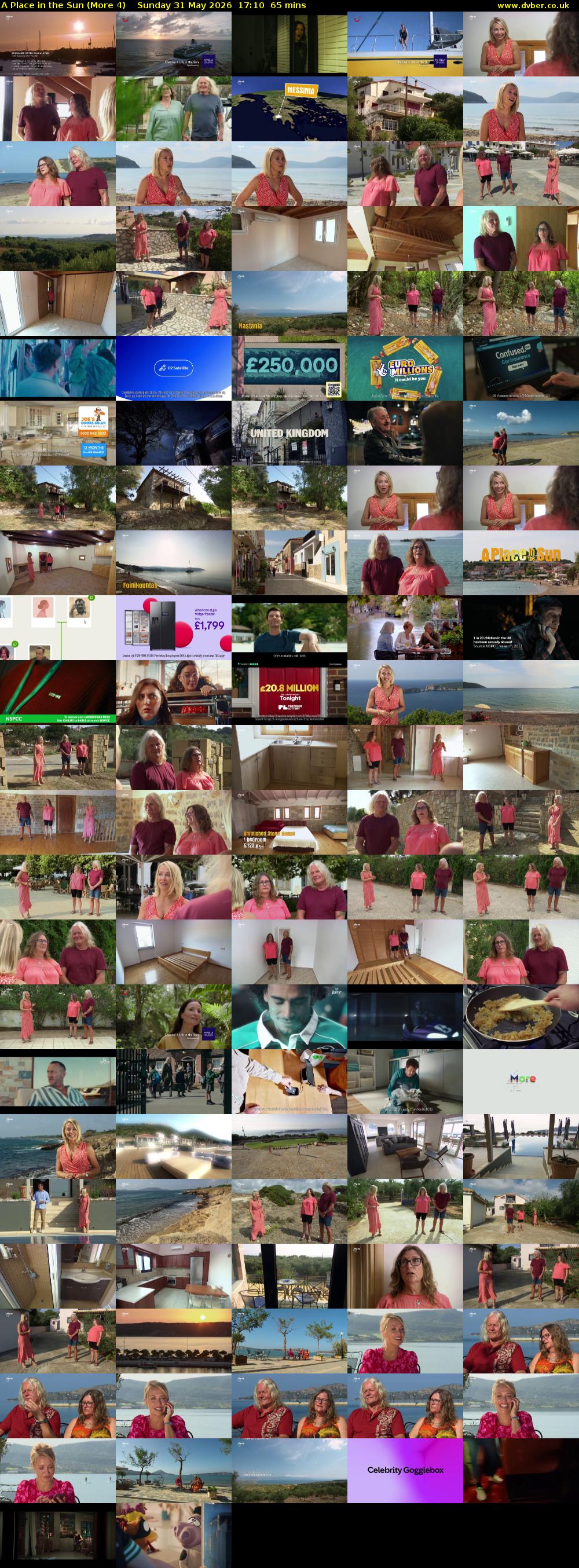 A Place in the Sun (More 4) Sunday 31 May 2026 17:10 - 18:15