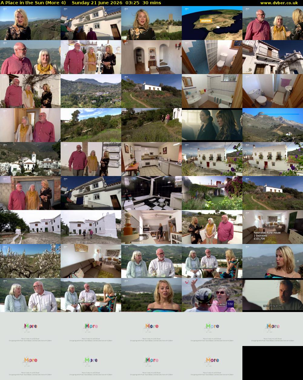 A Place in the Sun (More 4) Sunday 21 June 2026 03:25 - 03:55