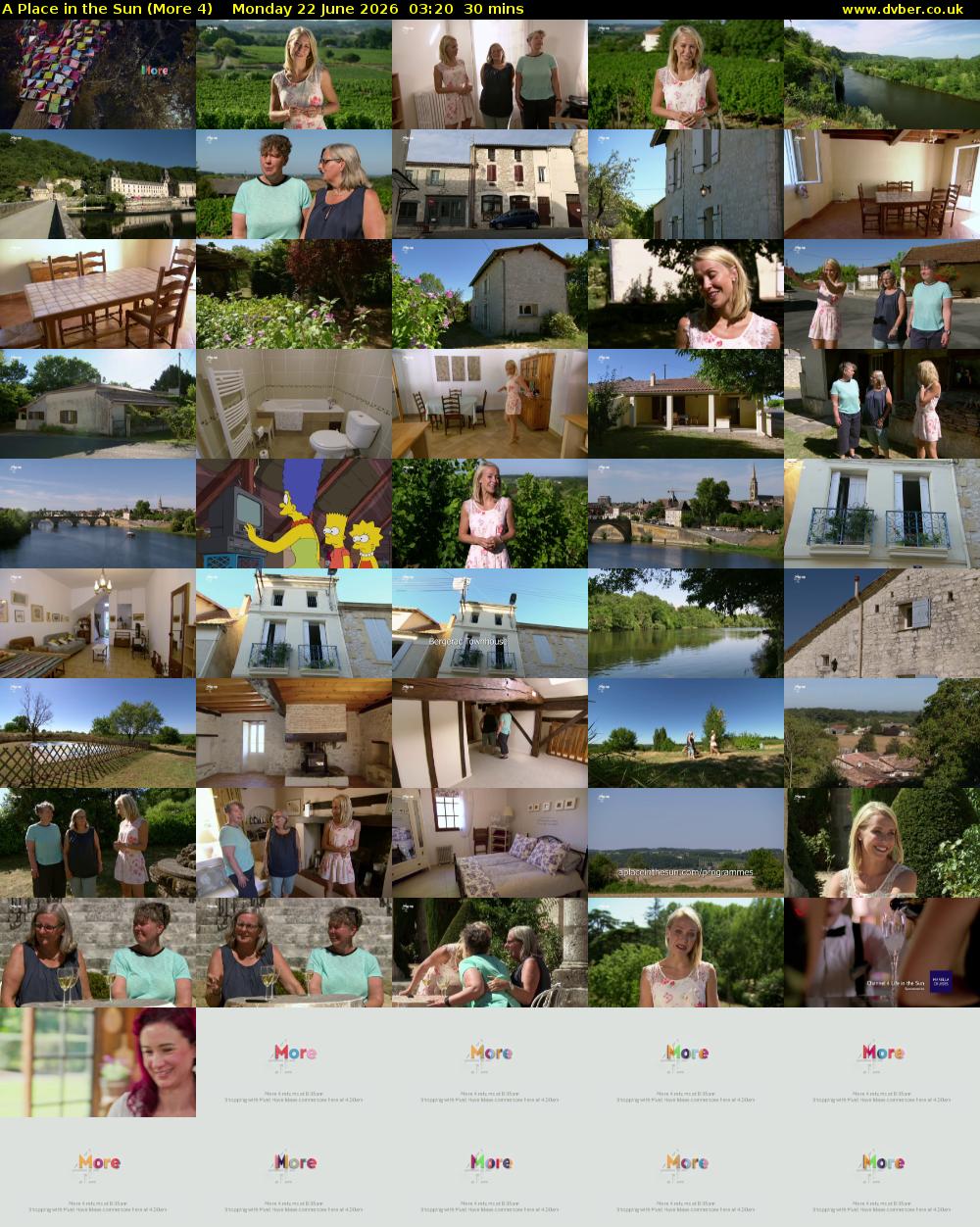 A Place in the Sun (More 4) Monday 22 June 2026 03:20 - 03:50