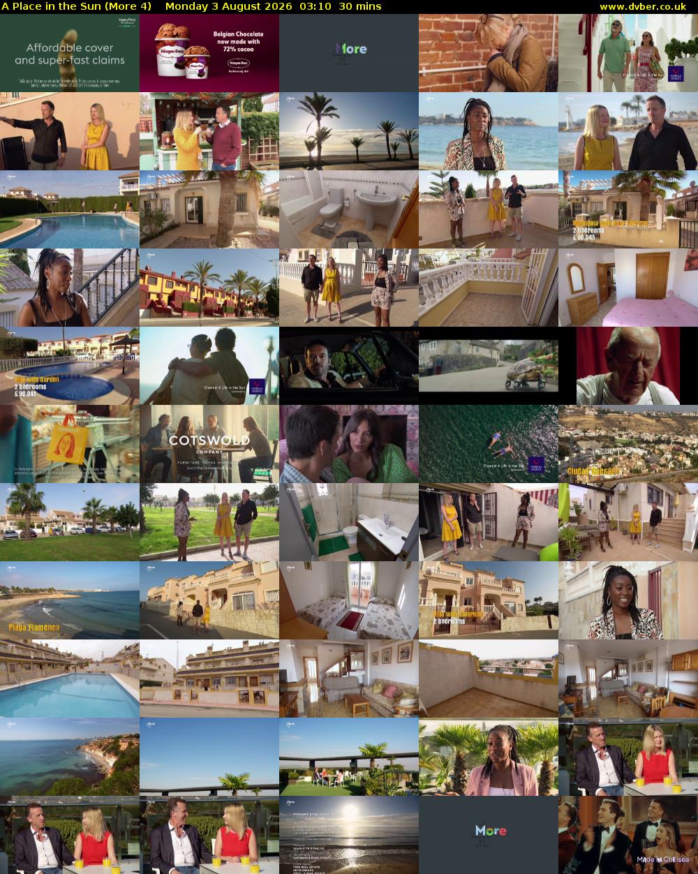 A Place in the Sun (More 4) Monday 3 August 2026 03:10 - 03:40