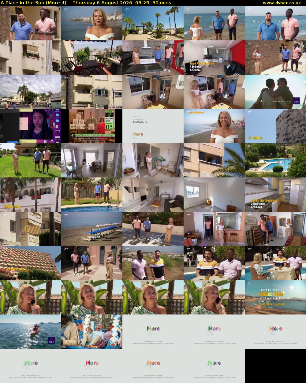 A Place in the Sun (More 4) Thursday 6 August 2026 03:25 - 03:55