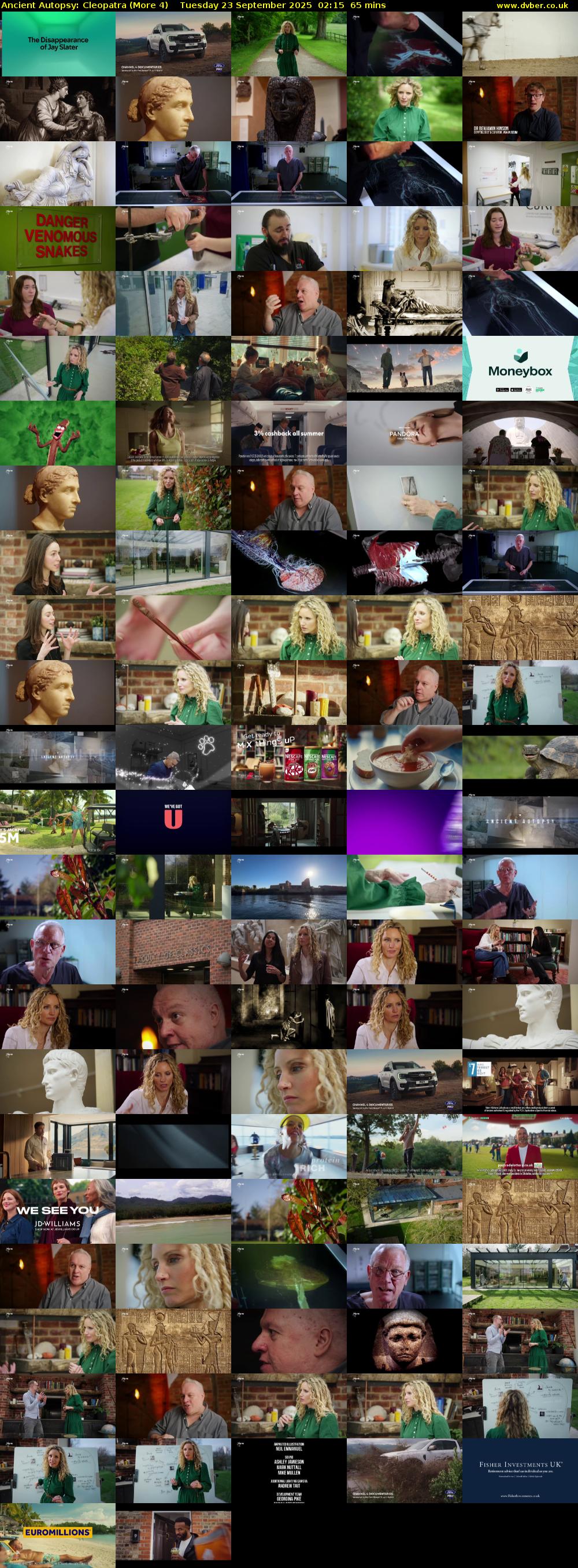 Ancient Autopsy: Cleopatra (More 4) Tuesday 23 September 2025 02:15 - 03:20