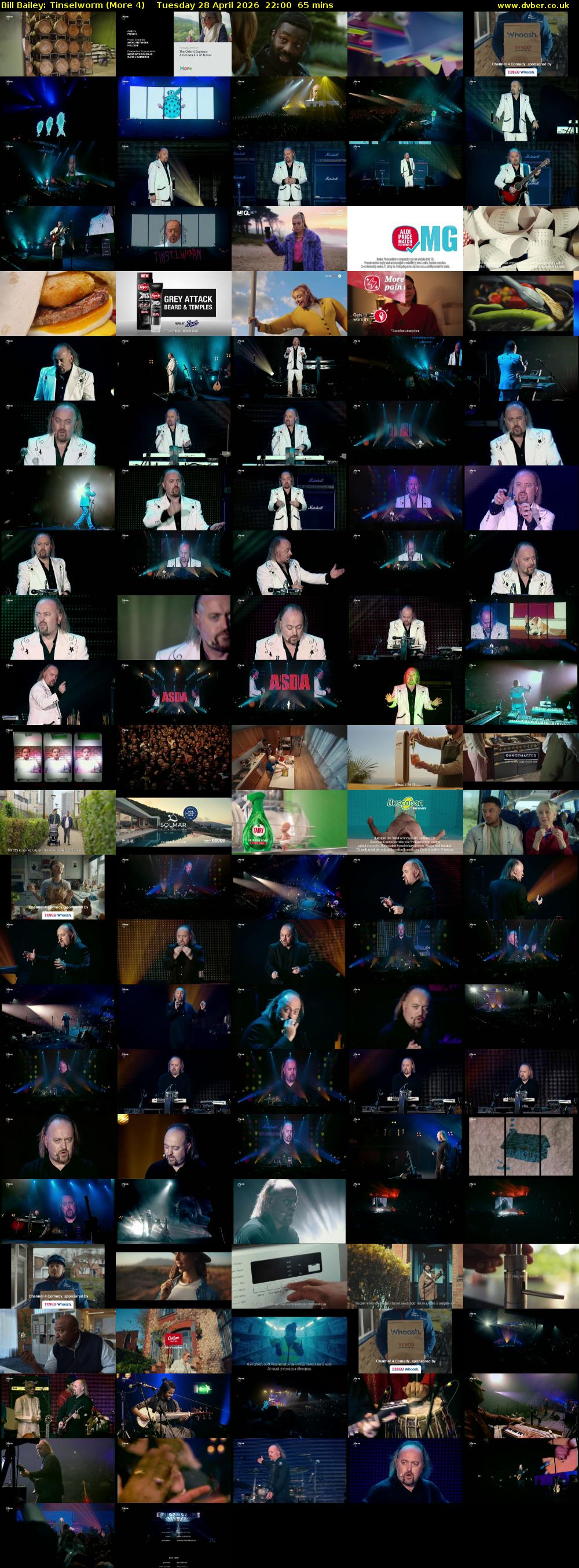 Bill Bailey: Tinselworm (More 4) Tuesday 28 April 2026 22:00 - 23:05