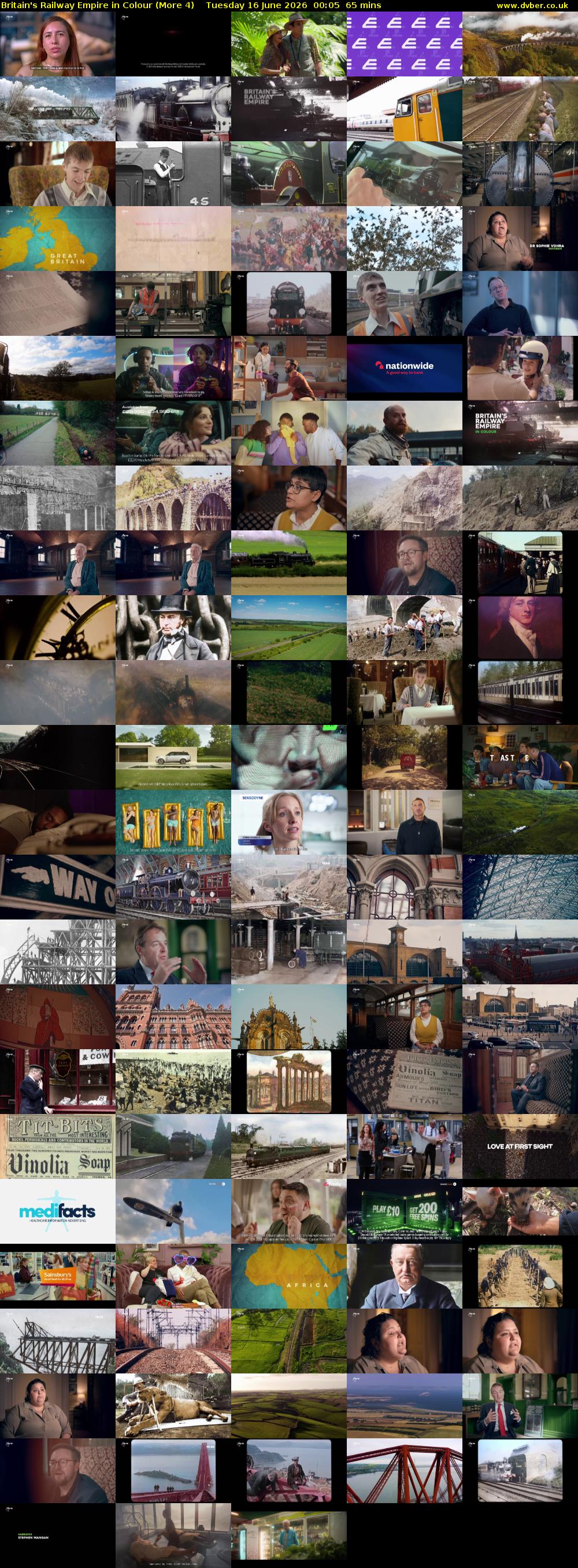 Britain's Railway Empire in Colour (More 4) Tuesday 16 June 2026 00:05 - 01:10