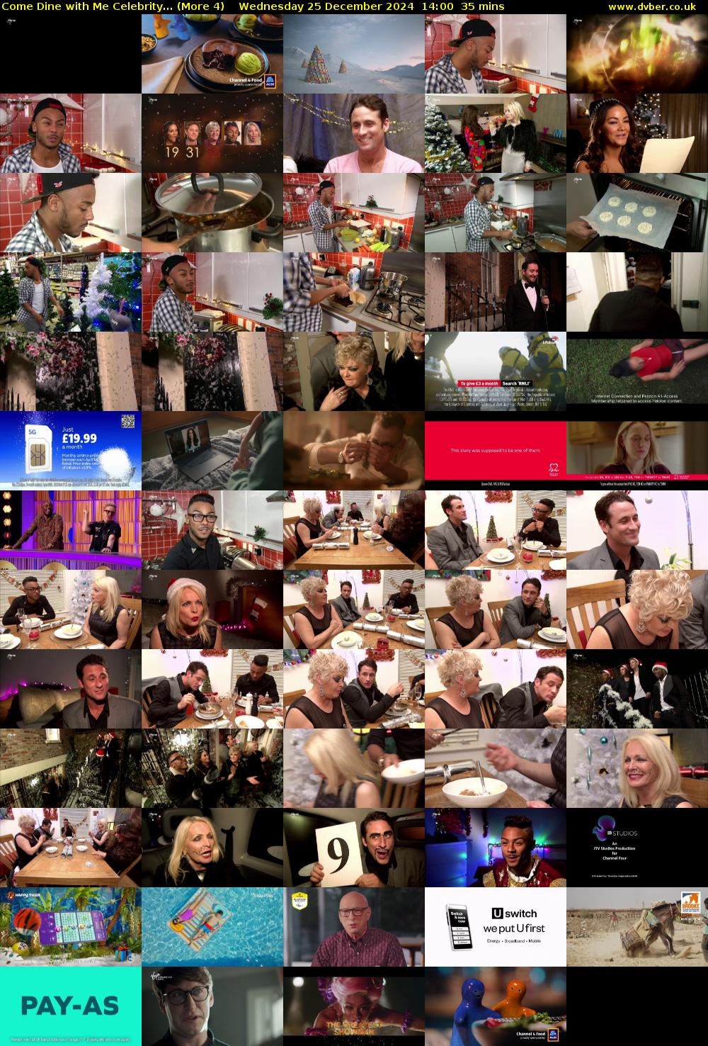 Come Dine with Me Celebrity... (More 4) Wednesday 25 December 2024 14:00 - 14:35