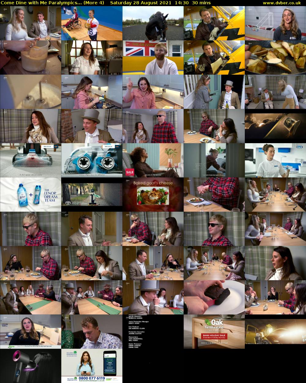 Come Dine with Me Paralympics... (More 4) Saturday 28 August 2021 14:30 - 15:00