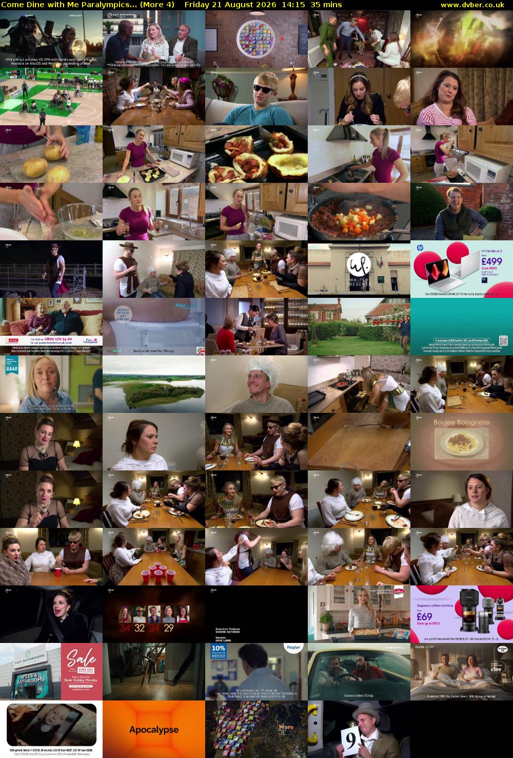 Come Dine with Me Paralympics... (More 4) Friday 21 August 2026 14:15 - 14:50