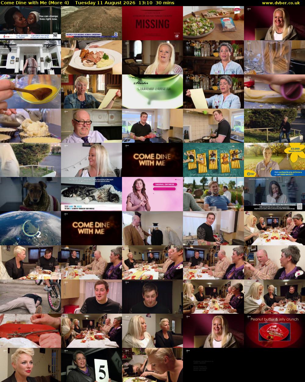 Come Dine with Me (More 4) Tuesday 11 August 2026 13:10 - 13:40