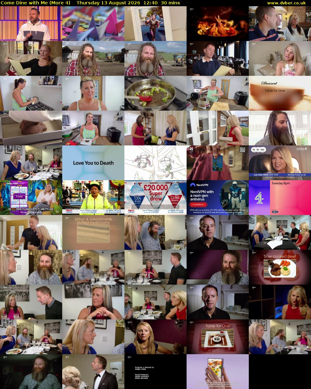 Come Dine with Me (More 4) Thursday 13 August 2026 12:40 - 13:10