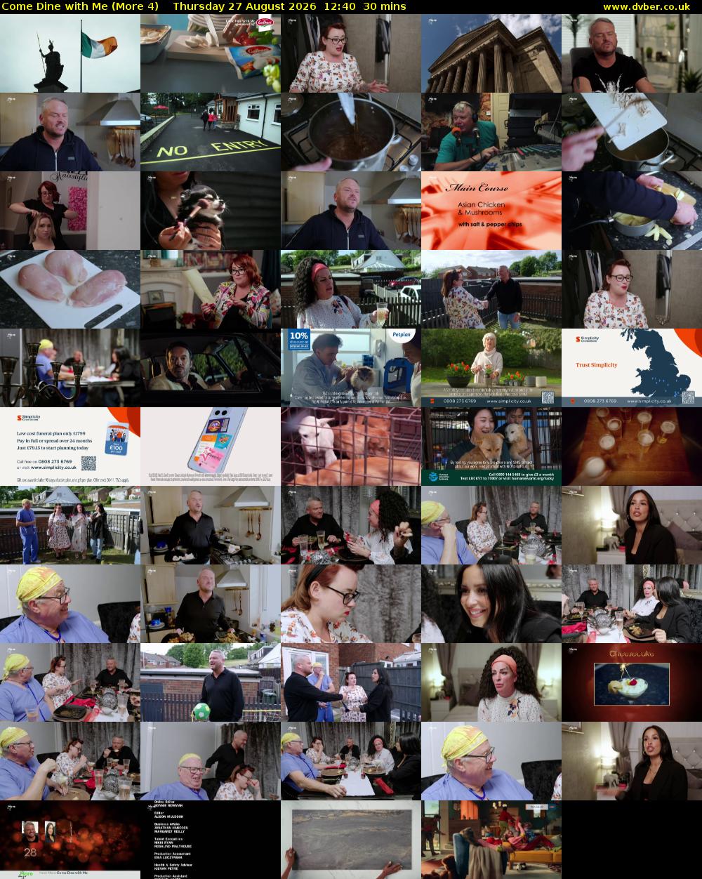 Come Dine with Me (More 4) Thursday 27 August 2026 12:40 - 13:10