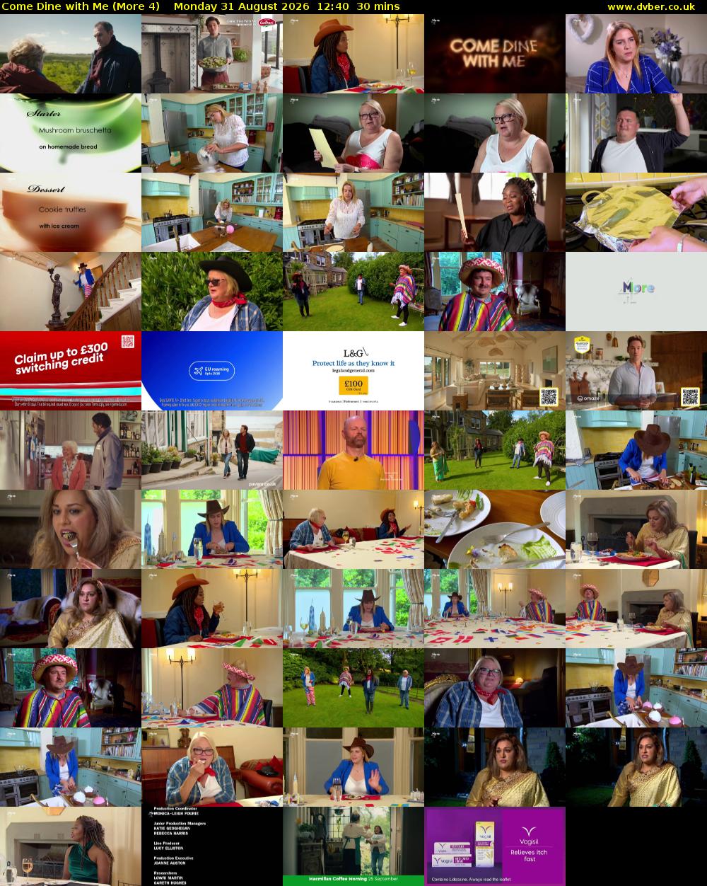 Come Dine with Me (More 4) Monday 31 August 2026 12:40 - 13:10