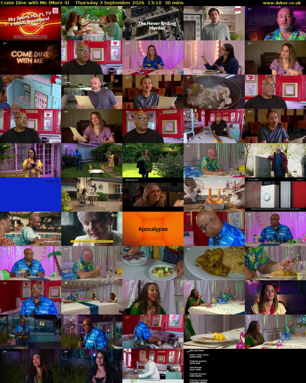 Come Dine with Me (More 4) Thursday 3 September 2026 13:10 - 13:40
