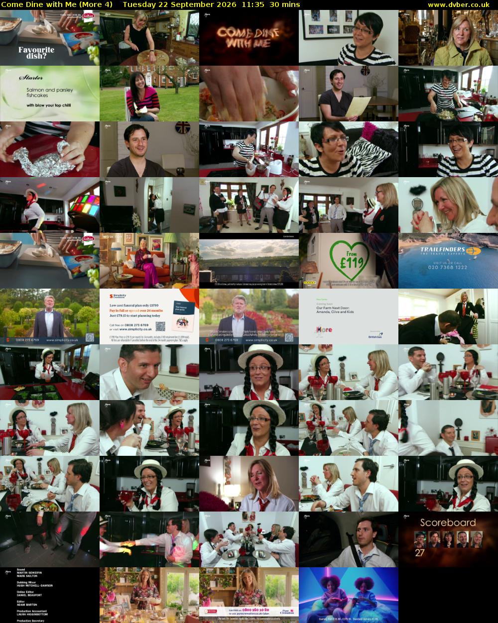 Come Dine with Me (More 4) Tuesday 22 September 2026 11:35 - 12:05