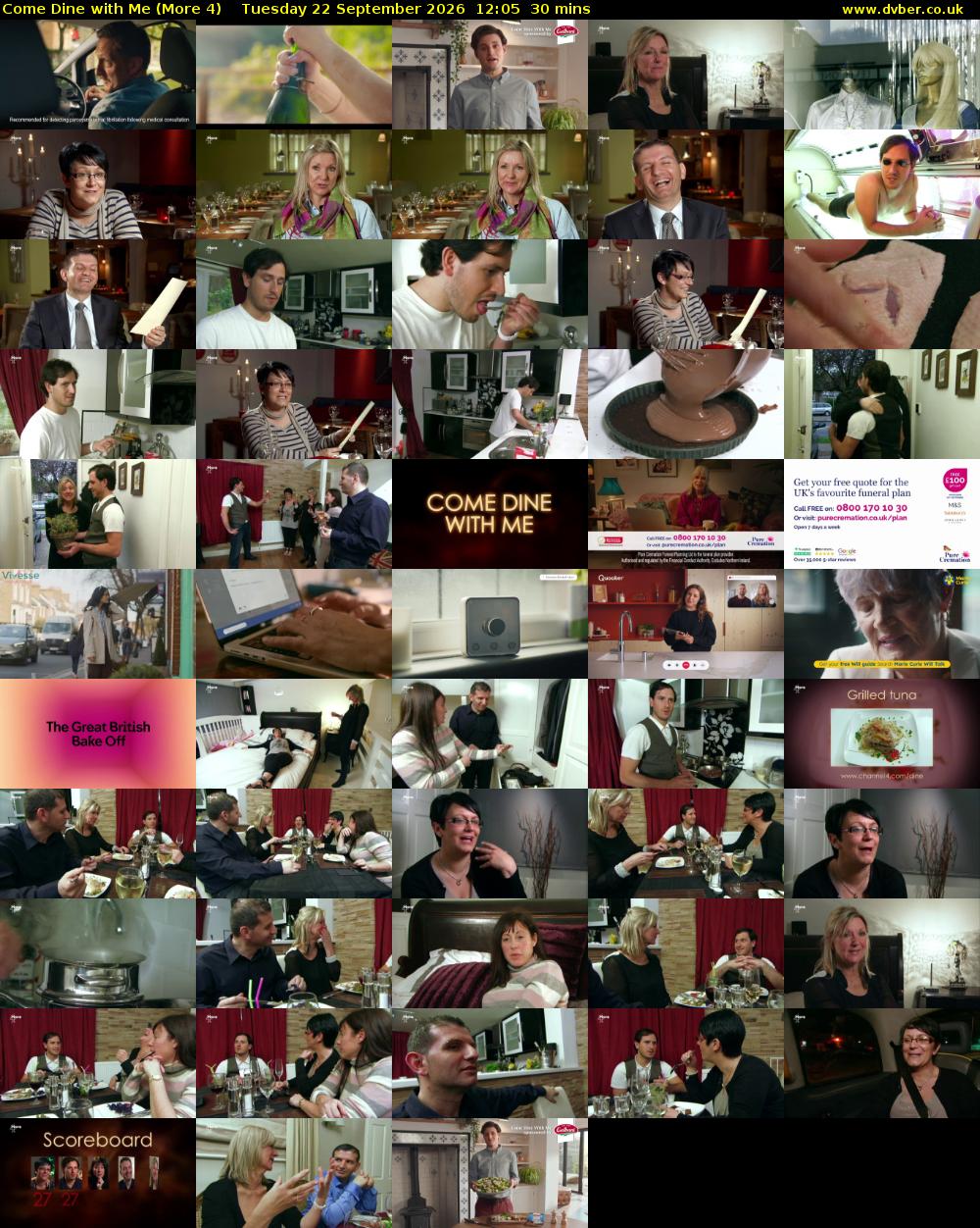 Come Dine with Me (More 4) Tuesday 22 September 2026 12:05 - 12:35