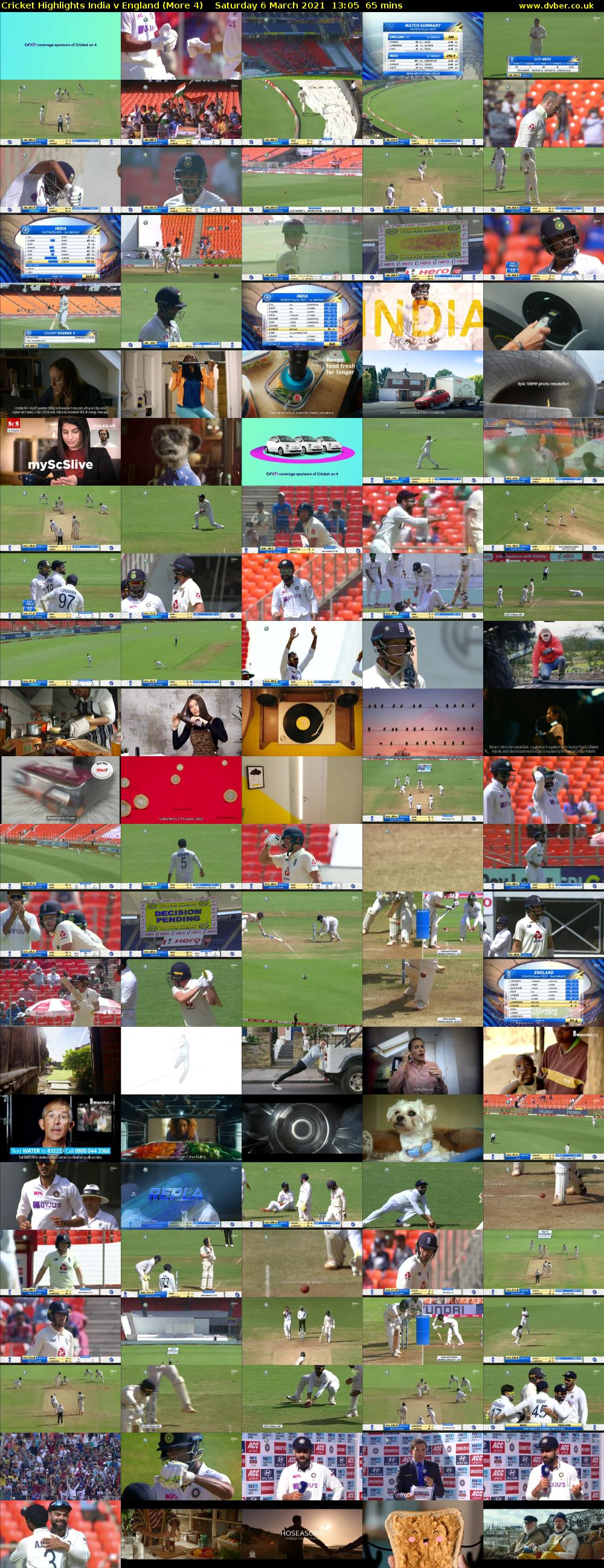 Cricket Highlights India v England (More 4) Saturday 6 March 2021 13:05 - 14:10