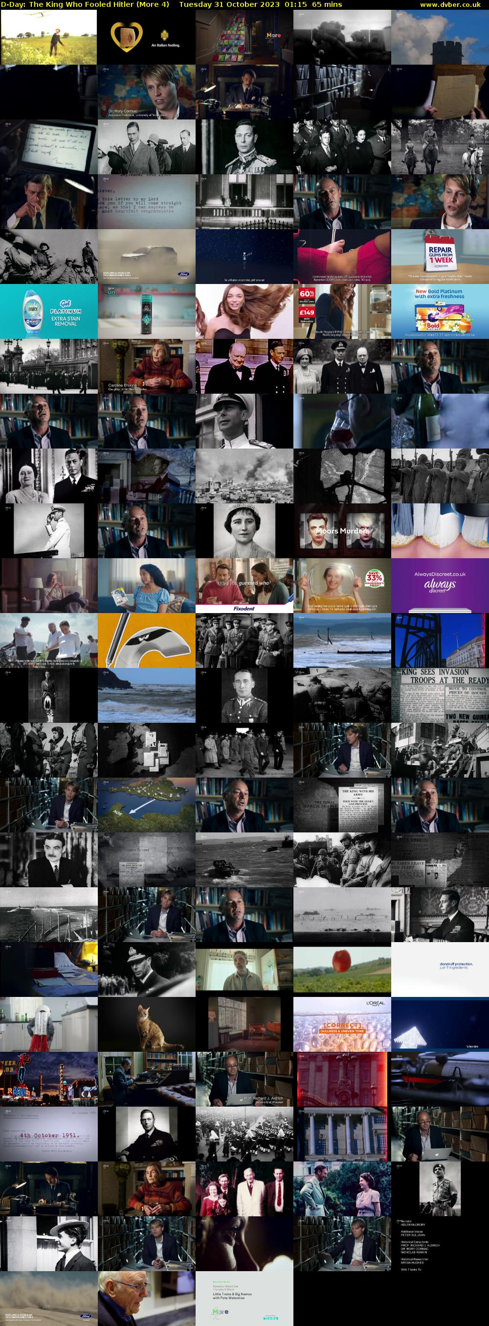 D-Day: The King Who Fooled Hitler (More 4) Tuesday 31 October 2023 01:15 - 02:20