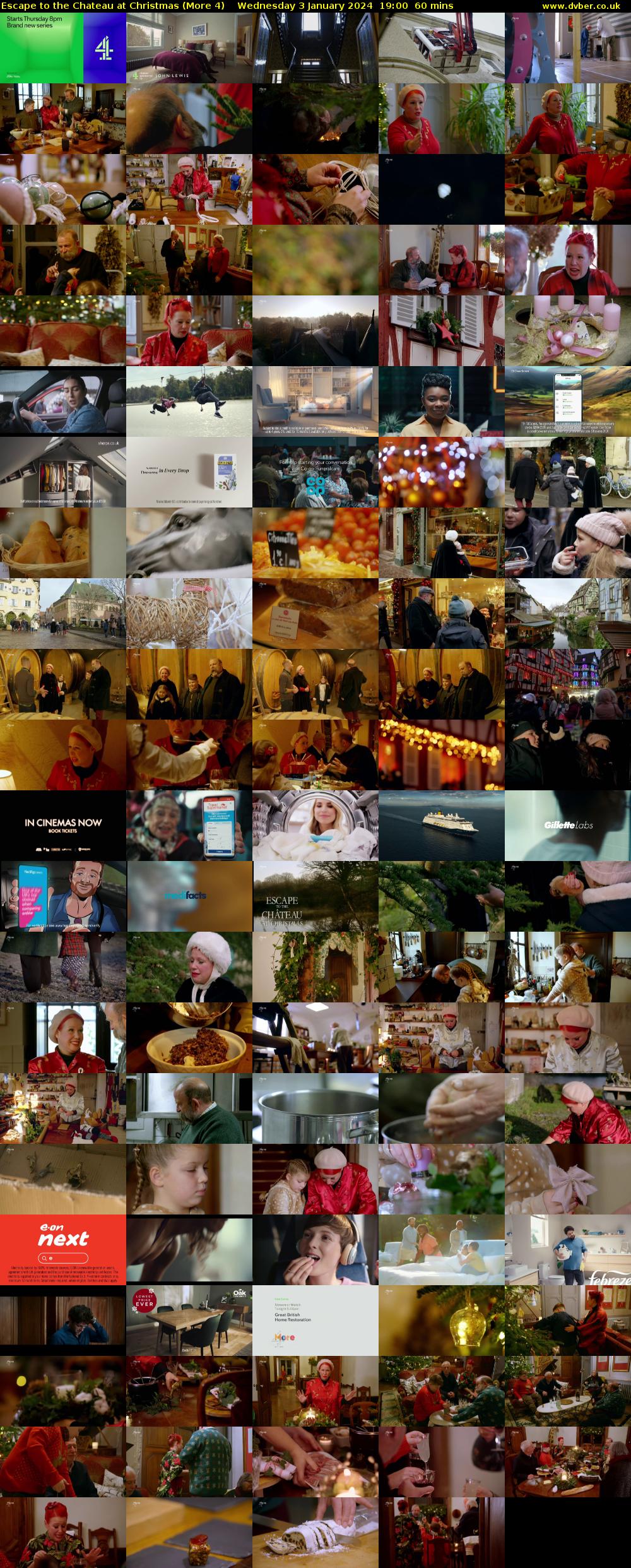 Escape to the Chateau at Christmas (More 4) Wednesday 3 January 2024 19:00 - 20:00
