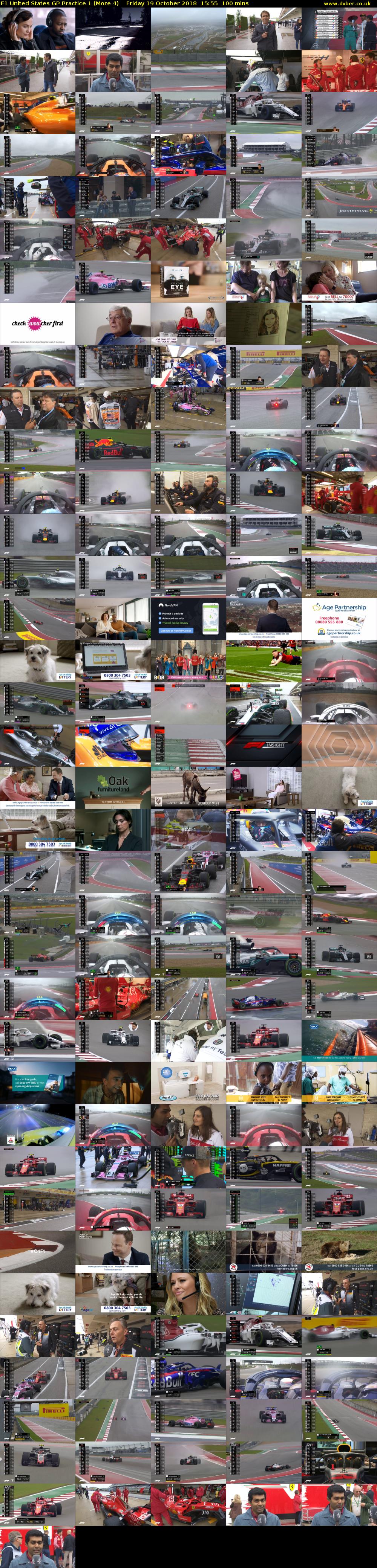 F1 United States GP Practice 1 (More 4) Friday 19 October 2018 15:55 - 17:35