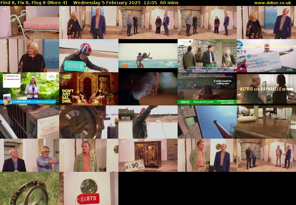 Find It, Fix It, Flog It (More 4) Wednesday 5 February 2025 12:05 - 13:05