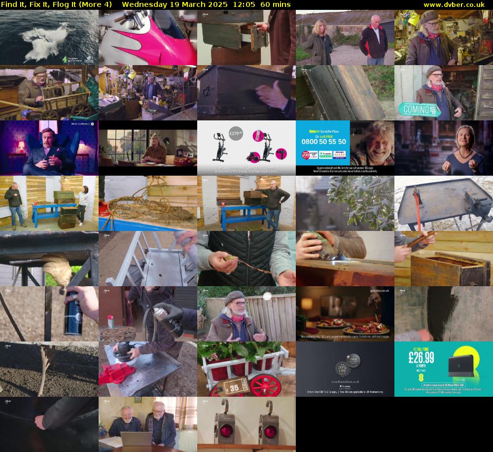 Find It, Fix It, Flog It (More 4) Wednesday 19 March 2025 12:05 - 13:05