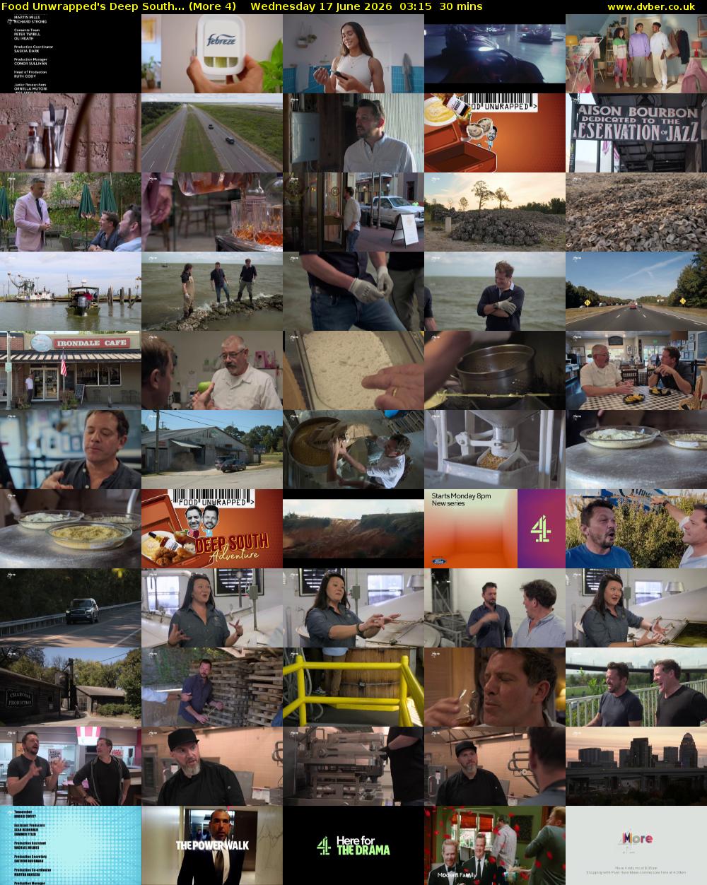 Food Unwrapped's Deep South... (More 4) Wednesday 17 June 2026 03:15 - 03:45