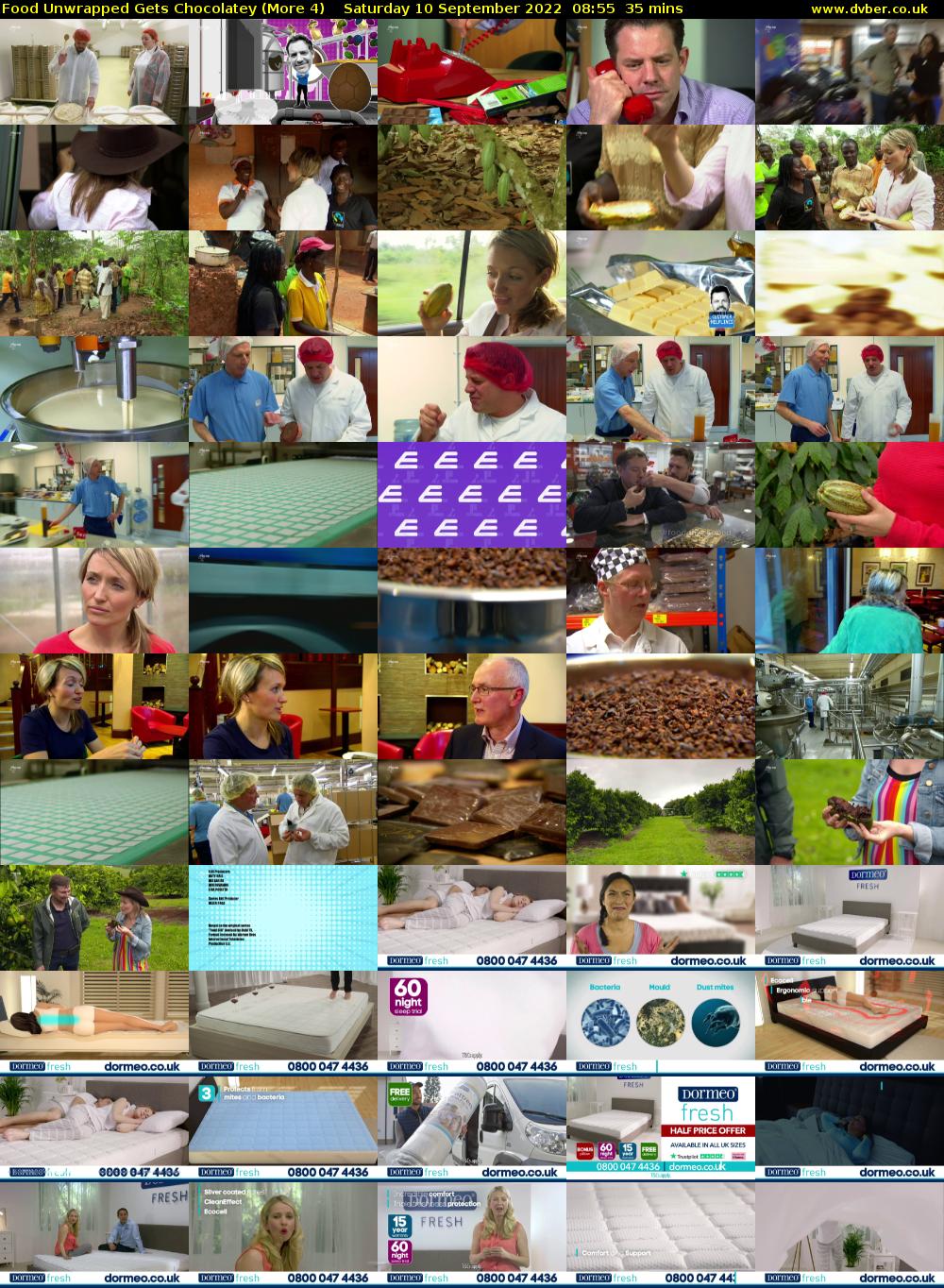 Food Unwrapped Gets Chocolatey (More 4) Saturday 10 September 2022 08:55 - 09:30
