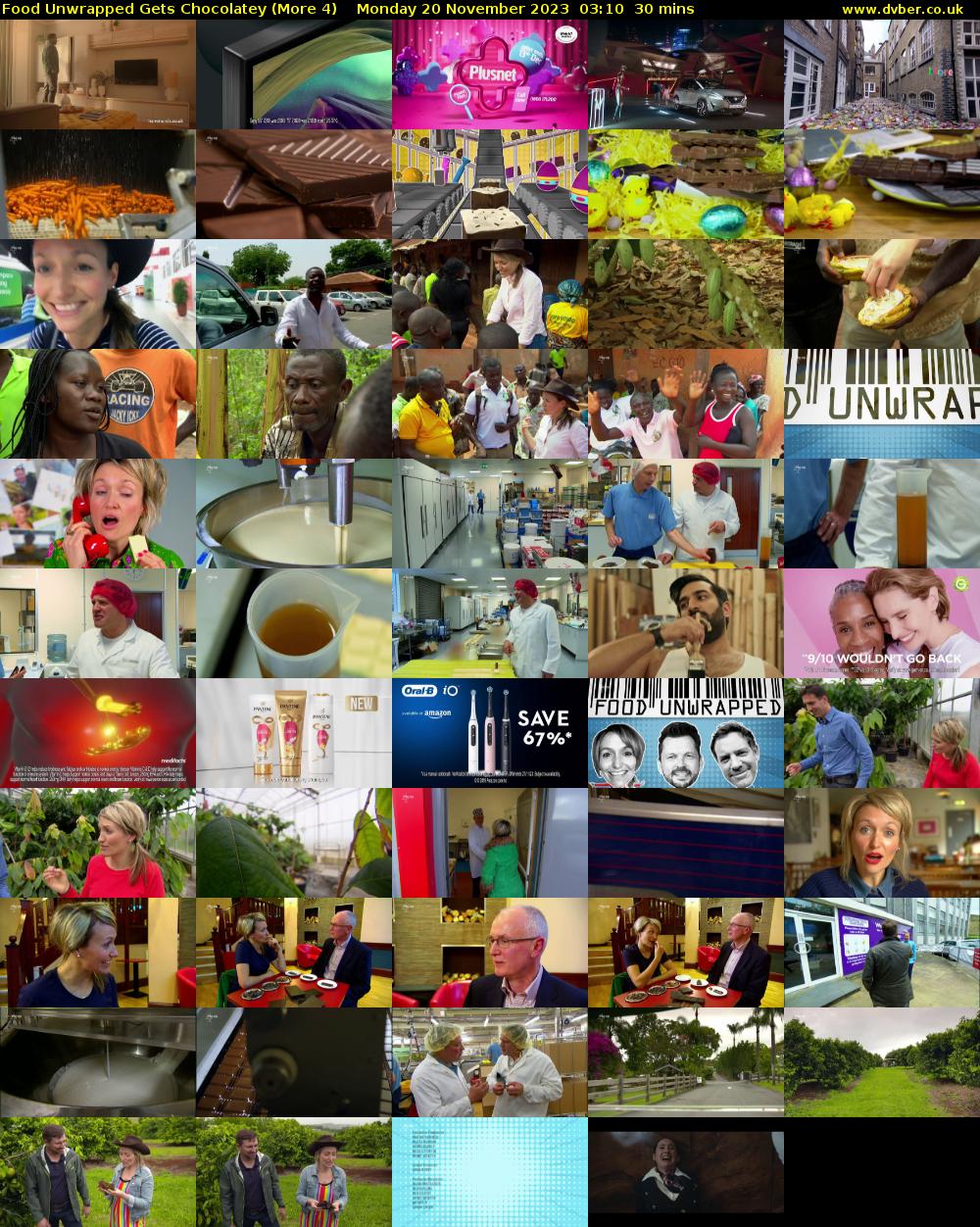Food Unwrapped Gets Chocolatey (More 4) Monday 20 November 2023 03:10 - 03:40